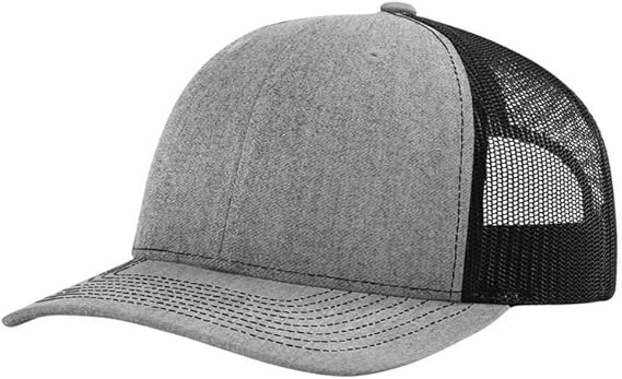 RICHARDSON 112 Mesh Back Trucker Cap Snapback Hat, Heather/Black