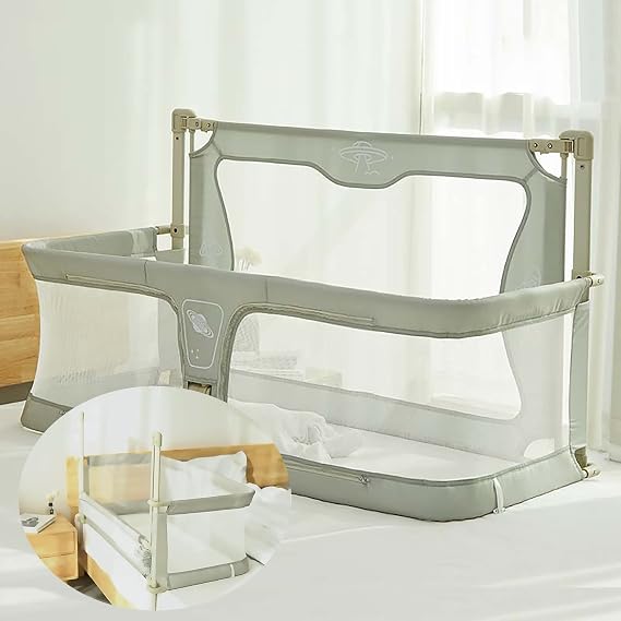 3 in 1 Baby Bedside Sleeper, Bed Side Baby Bassinet,Portable Crib,Breathable and Visible mesh Window,Soft Washable Liner Cover and Sturdy Aluminum Alloy,Baby bassinets Bedside Sleeper