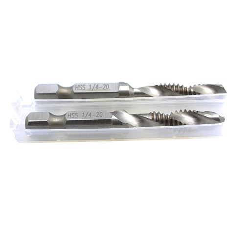 TEMO 2p M2 HSS 1/4-20 Combination Drill and Tap Deburr Countersink Hex Bit