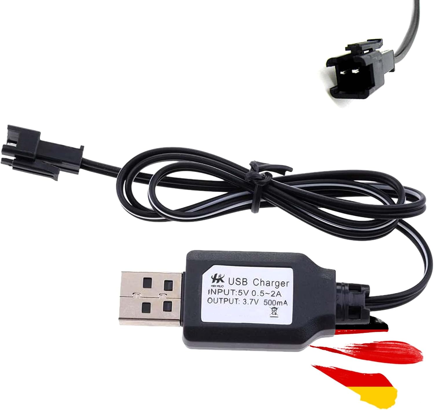 USB Charging Cable 3.7V 500mAh SM-2P Plug with LED Charging Indicator for Li-Ion NI-MH Battery Double Charging Speed for RC Vehicle Car Drone Excavator Lighting Toys Electronic Devices