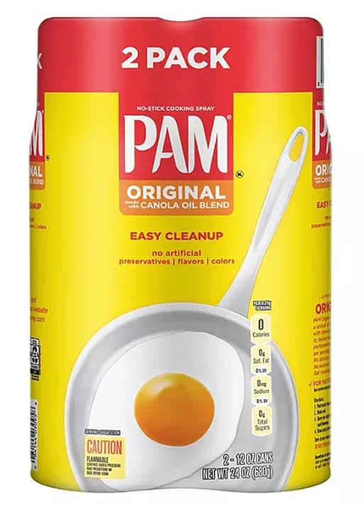 Original No-Stick Cooking Spray 100% Natural Canola Oil (2 pack - 12oz each can)