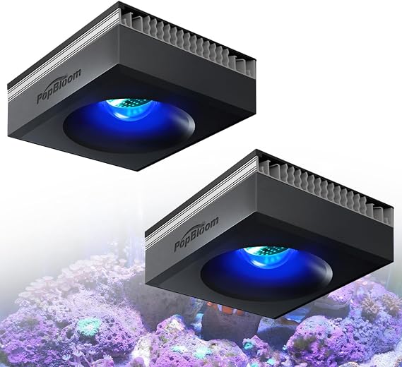 PopBloom RL90 WiFi Aquarium LED Reef Light 200W, APP Program Full Spectrum Marine Aquarium Light for SPS/LPS Coral Reef Growing Saltwater Fish Tanks (RL90-Black with Hang Kit)