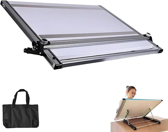 A2 Portable Drafting Board, Increase Drawing Board,Drafting Board Architectural Parallel Motion Bar for Artists and Designers (60x46cm)