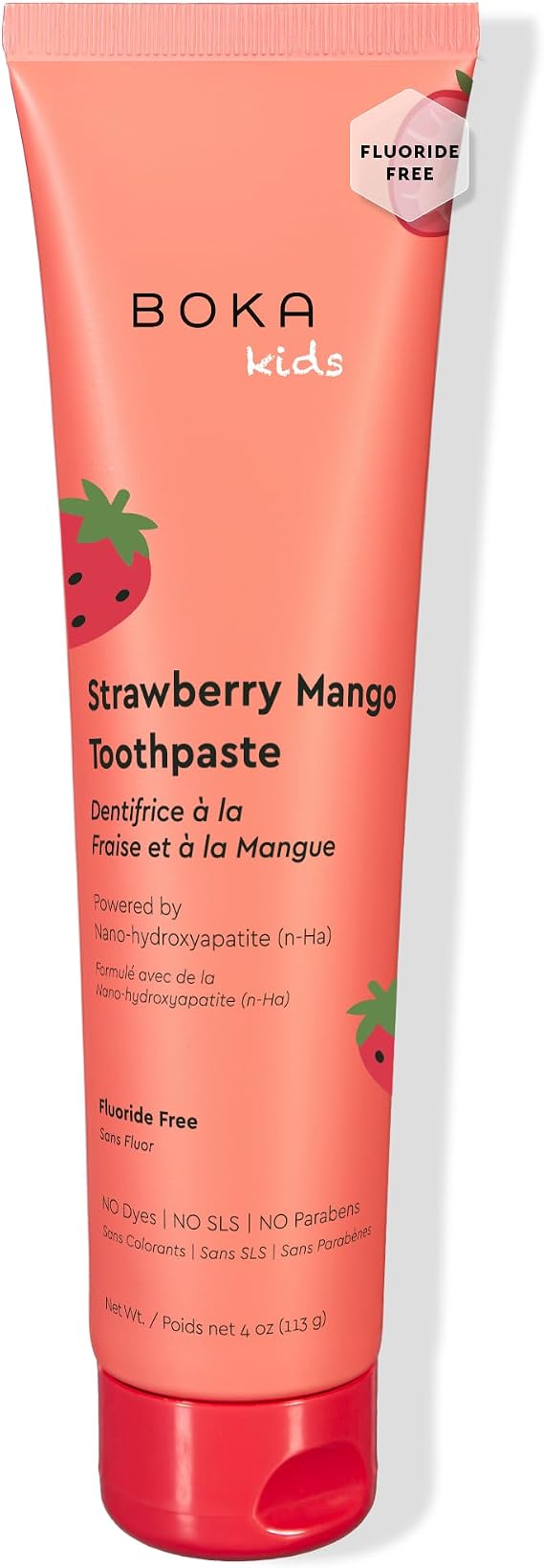 Boka Kids Toothpaste - Fluoride Free Nano Hydroxyapatite Toothpaste | Kids Oral Care - Strawberry Mango - 4 Oz, 1PK