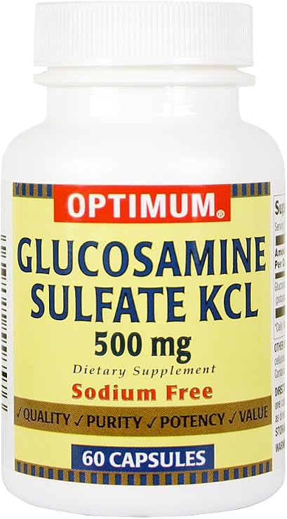 Optimum Glucosamine Sulfate KCL Capsules, 500 Mg, 60 Count