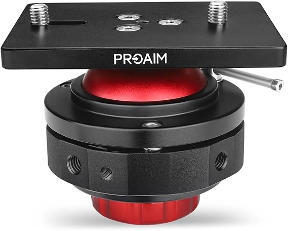 PROAIM Camera Leveling Base w/Mitchell & 3/8 Mount, 360 Swivel, 30kg/66lb | Up to 27 inclination for quick leveling; top mount with 3/8-16 and 1/4-20 threads; works with tripods, sliders, dollies