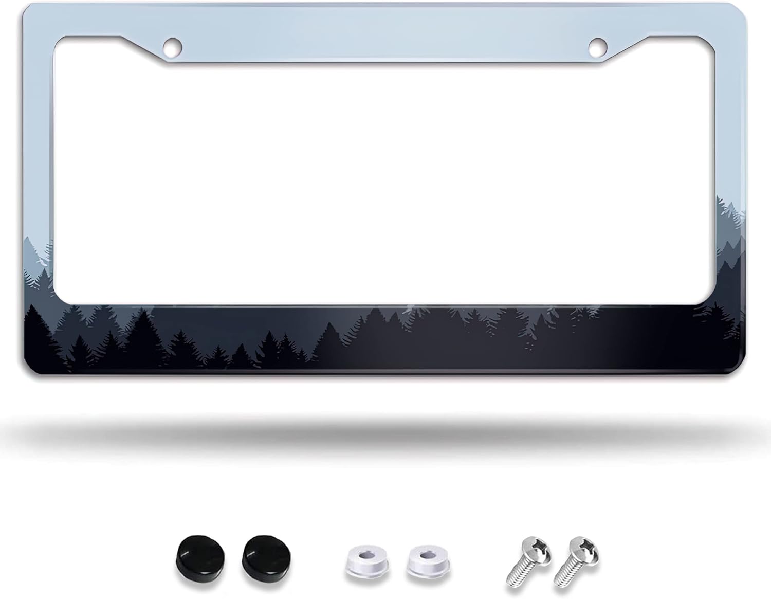 Misty Forest Number Plate Cover, Decorative Car Aluminum Decor Car Tag Frames for MenWomen with Screw Caps Car Accessories 2 Holes US Canada Standard 12''X6''