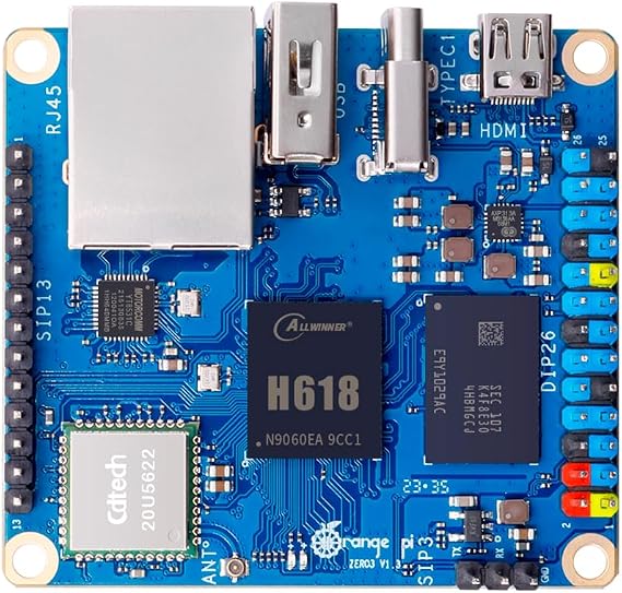 Orange Pi Zero 3 1GB/1.5GB/2GB/4GB LPDDR4 Allwinner H618 4-Core 64 Bit Single Board Computer, Support WiFi 5.0/Bluetooth 5.0, Development Board Run Linux/Debian/Ubuntu/Android (4GB)