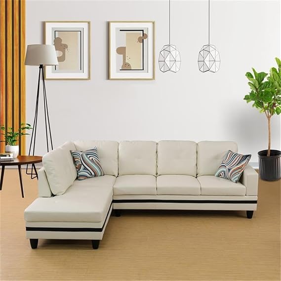 Beverly Fine Furniture Andes Microfiber with Faux Sofas, Cream White