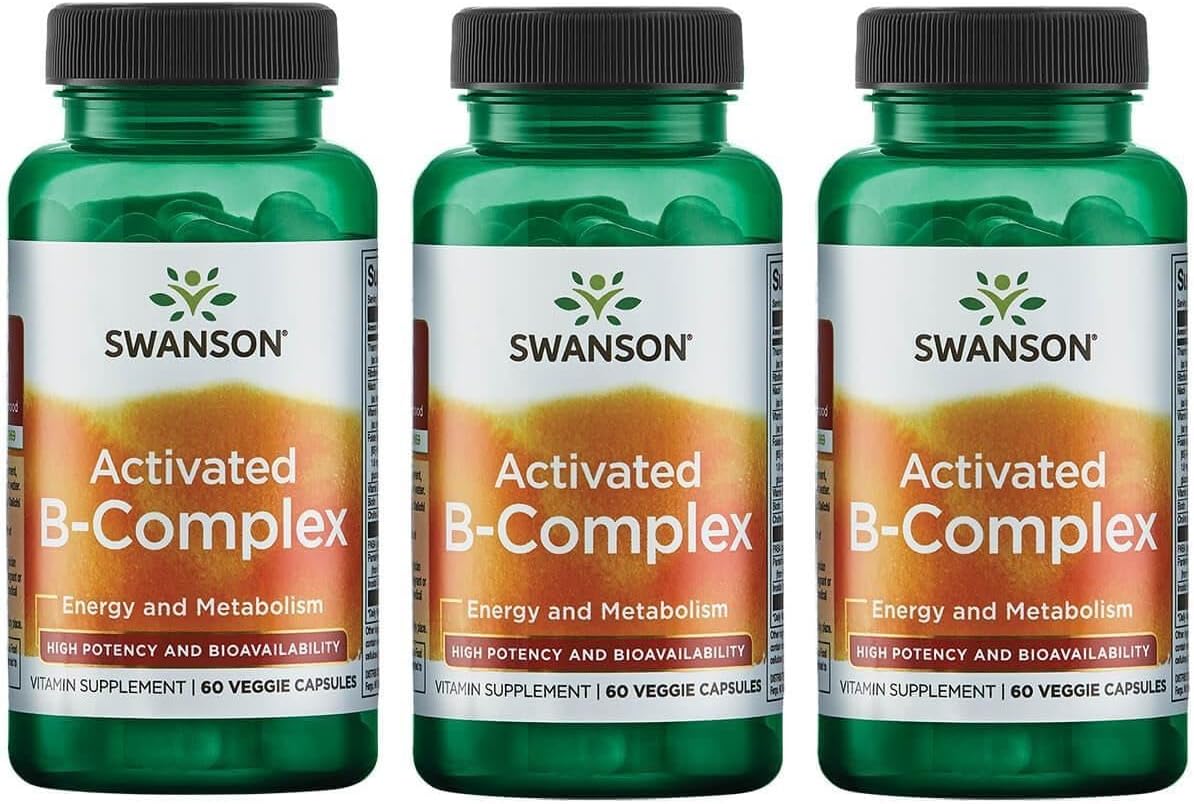 Swanson Activated B-Complex - High Potency and Bioavailability 60 Veggie Capsules 3 Pack