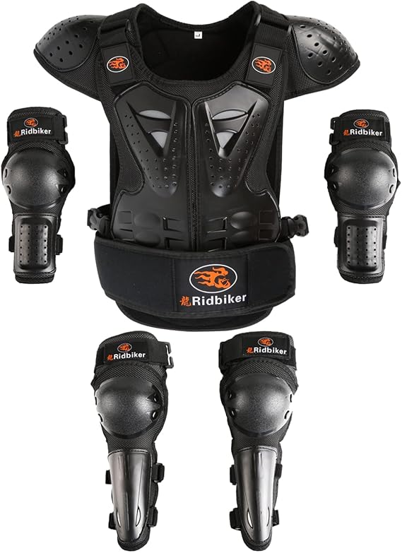 Ridbiker Kids Motorcycle Armor Suit Dirt Bike Chest Spine Protector Back Shoulder Arm Elbow Knee Protector Motocross Racing Skiing Skating Safety Pads,S