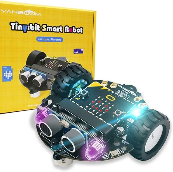 Yahboom Micro:bit V2 Starter Robotic Kit for Children STEM Education Programmable DIY Robot Car Kit,  with Comprehensive Tutorials, Offers Amazing Value for Money. Includes Micro:bit V2
