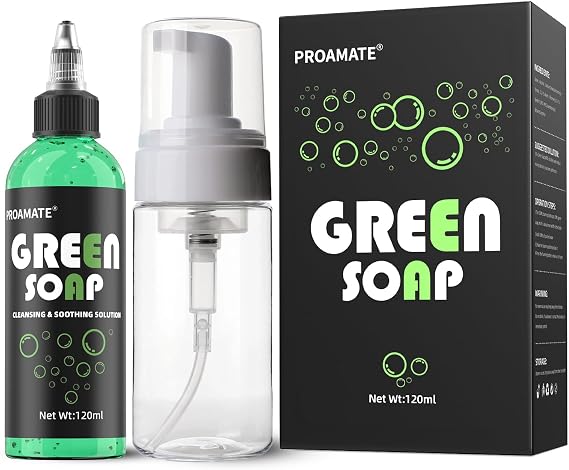 proamate Green Tattoo Soap 4OZ with Foaming Bottle 120ml, Tattoo Supplies for Tattoos Piercings, Clean Skin Equipment