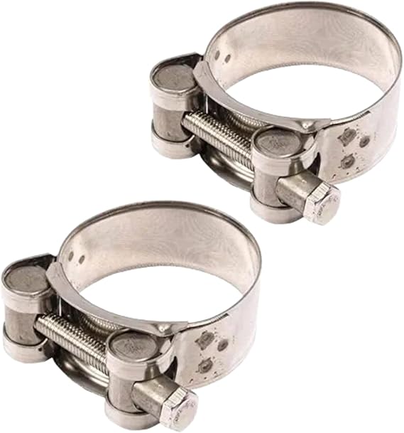 2Pcs Exhaust Clamp Stainless Steel Exhaust Band Clamp Replacement for Motorcycle Water Hose Car Automotive Replacement Exhaust Clamps (48-51mm)