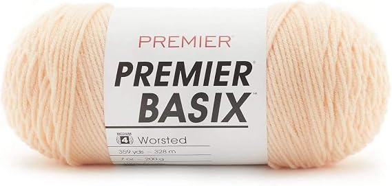 Premier Basix Worsted Yarn, Made of Acrylic, Ideal for Crocheting and Knitting, Apricot, 7 oz, 359 Yards