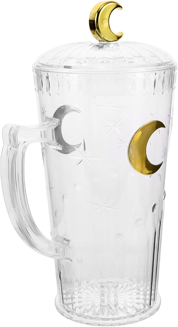 Moon Pattern Plastic Pitcher with Lid, Large PET Jug
