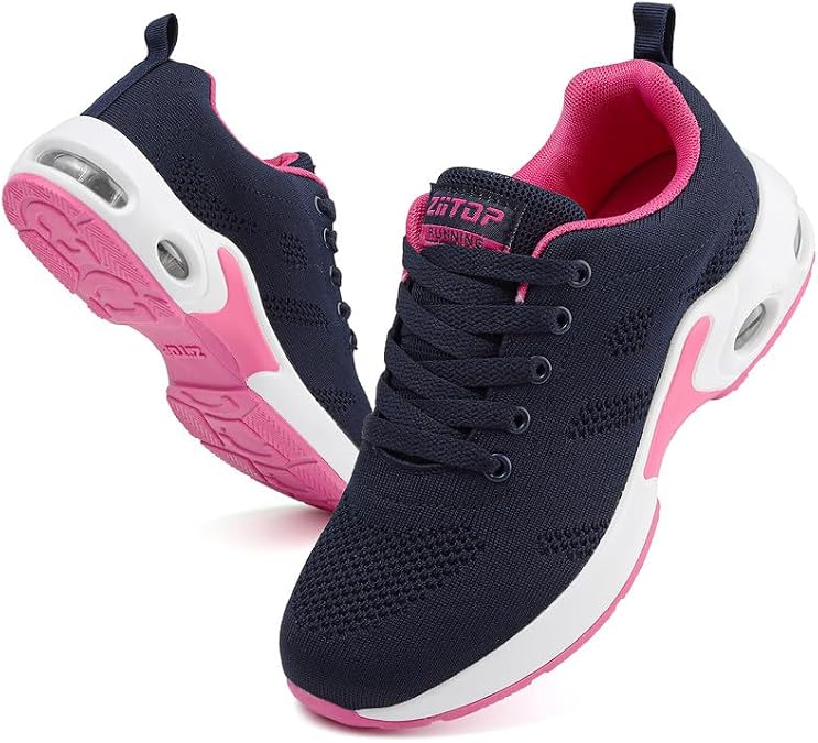 Womens Trainers Running Shoes Air Cushion Arch Support Sneakers Platform Trainers Ladies Walking Shoes Mesh Breathable Lightweight Sport Sneakers Outdoor Gym Athletic Tennis Jogging