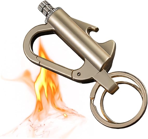 3-in-1 Permanent Match Infinity Ligh/ter with Multitool Keychain Bottle Opener, Ligh/ter Keyring,Metal Match Survival Ligh/ter, Reusable Waterproof Keychain Ligh/ter for Camping,Multifunctional