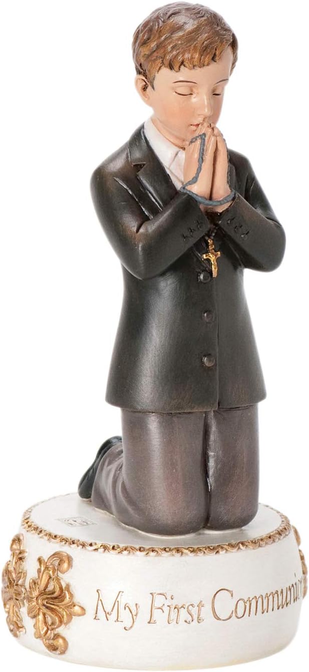 Josephs Studio by Roman - Communion Collection - First Communion Boy Figure, 5.5 H, Resin and Stone, Tabletop or Desk Display, Decorative, Collection, Durable, Long Lasting