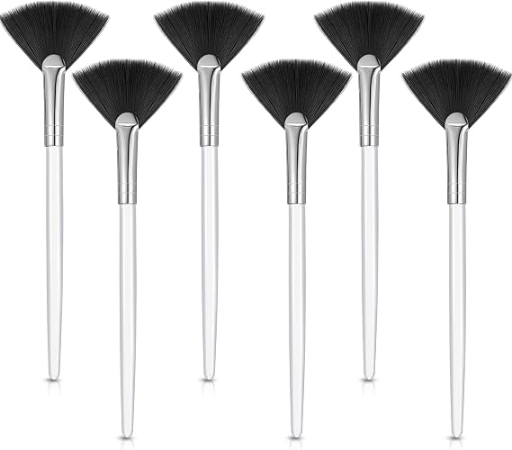 Maitys 6 Pieces Fan Mask Brushes Soft Fan Facial Mask Applicator Tools Brush Makeup Brushes Cosmetic Tools with Handle for Makeup Women(Black Hair)