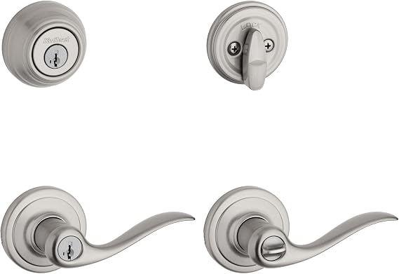 Kwikset Tustin Front Door Lock Set with Deadbolt and SmartKey, Satin Nickel