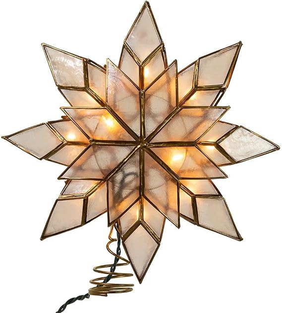 KSA 8" Lighted Capiz Shell Star Christmas Tree Topper - Clear Lights