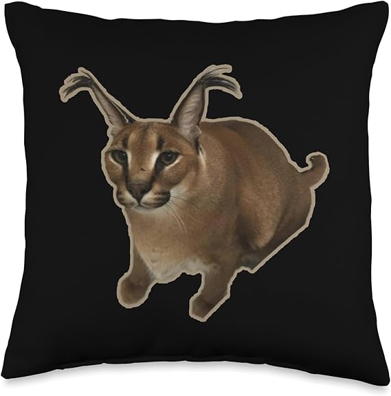 Big Floppa Meme Cat Throw Pillow