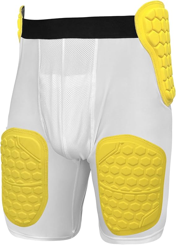 Topeter 5-Pad Football Girdle with Hip Thigh & Tailbone Protection, Padded Compression Shorts w/ Cup Pocket