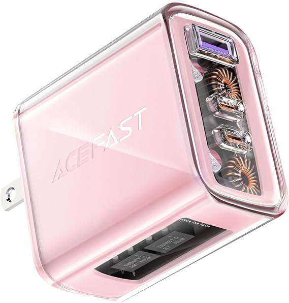 ACEFAST PD65W USB C Charger 3-Port Fast Charger Set for USB C Laptops, Cell Phones and Tablets, Foldable AC Plug Power Adapter Compatible with MacBook Pro/Air,iPad,iPhone 17/Pro,Galaxy S24,Dell etc