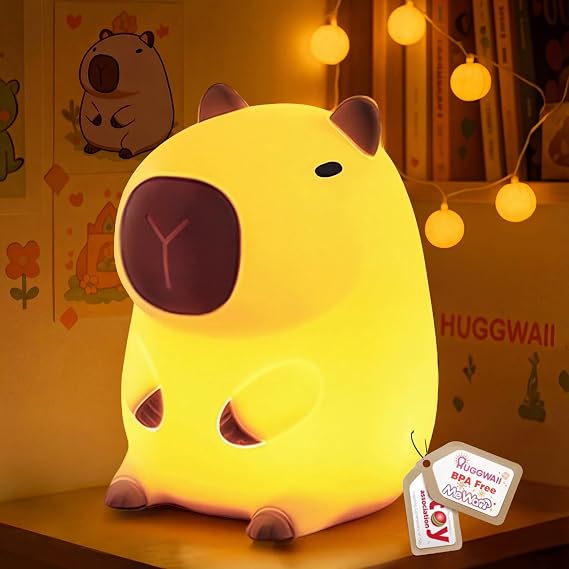 Mewaii Huggwaii Squishy Capybara Night Light for Kids, BPA-Free