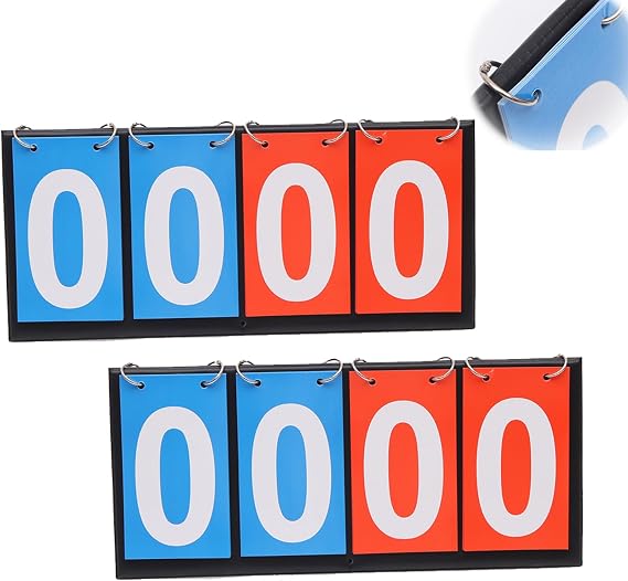 2pcs 4-Digital Portable Table Top Scoreboard Flipper for Soccer, Ping Pong, Baseball, Basketball, Volleyball, and More Indoor Outdoor (A2-2)