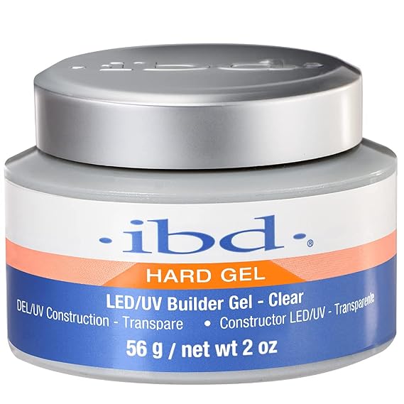 IBD Hard Gel LED/UV Builder Gel Clear, Nail Extension & Overlay Gels, Strong Acrylic Finish, Professional Quality, 2 oz, 1 Pack