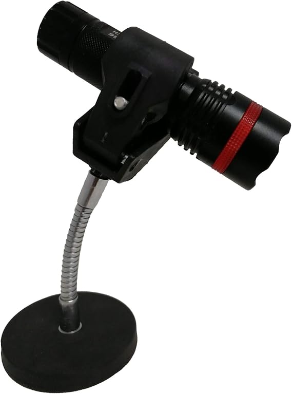 Magnetic Base Mount Flashlight Mounting Brackets Flashlight Holder - Strong Magnet Base - With Flexible Adjustable Clips - Suitable for Flashlight Diameter from 0.6" to 1.6" - No Flashlight