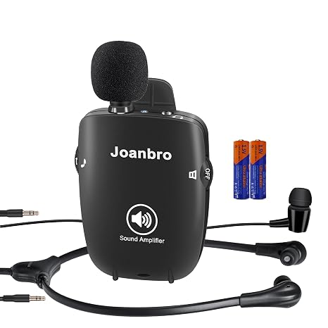 Personal Sound Amplifier, Voice Enhancement Device, 50dB Gain, with Headphones & Earbuds, 3 Types Mics, 3 Tones, Volume Control