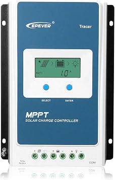 EPEVER 30A MPPT Solar Charge Controller, 12V390W, 24V780W, Max PV 100V Negative Grounded, LCD Display Work for Lead-Acid Sealed GelAGMFlooded and Lithium Battery ChargingTracer3210AN G3