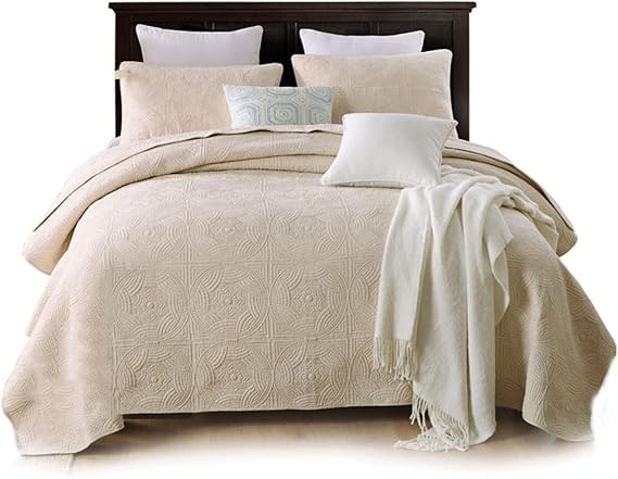 Embossed Stitching Design Bedspread Coverlet Set Oversized Reversible All Season Bed Cover 230X250cm