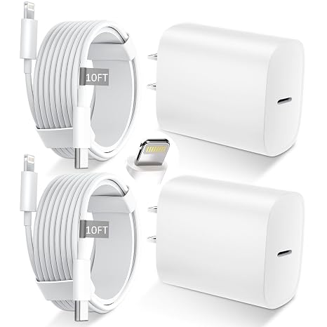 iPhone 14 13 12 11 Charger Fast Charging 20W USB C Charger Type C Charger Fast Charging Block with 10FT Long USB C to Lightning Cable for iPhone 14/13/12/12 Pro Max/11/Xs Max/XR/X,AirPods Pro,2 Pack