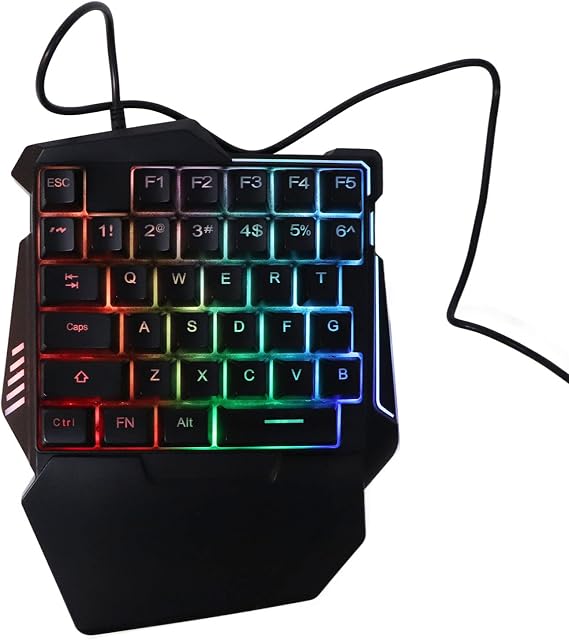 EBTOOLS One Handed Gaming Keyboard, 35 Keys Colorful RGB Backlight Half Keyboard, Professional USB Interface Ergonomic Keypad, for Gaming Office Work