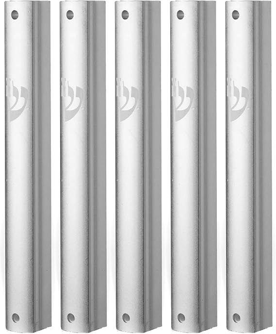 MEZUZAH Aluminum CASE Holder Self Stick Waterproof Rubber Cork Silver shin 5 Pack