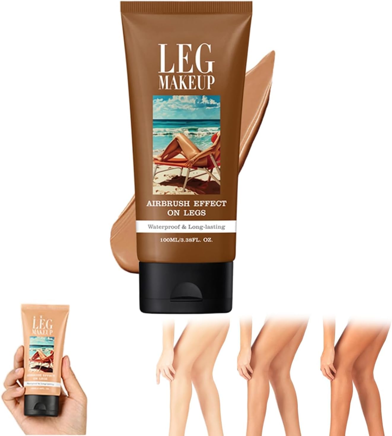 Leg Makeup Lotion, Body Foundation Full Coverage, All Over Complexion Perfector, Conceals Imperfections, Waterproof&Long-Lasting&Sweat-Proof 3#