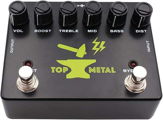 Fockety Metal Distortion Guitar Pedal, Top Metal Effects Stompbox Distortion Pedal with 3 Band EQ Mid Focus, Guitar Effects Boost for Electric, Pedalboards