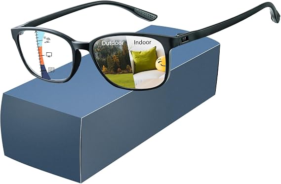 Photochromic Progressive Reading Glasses for Men & Women, Multifocus Computer glasses Blue Light Blocking,UV400