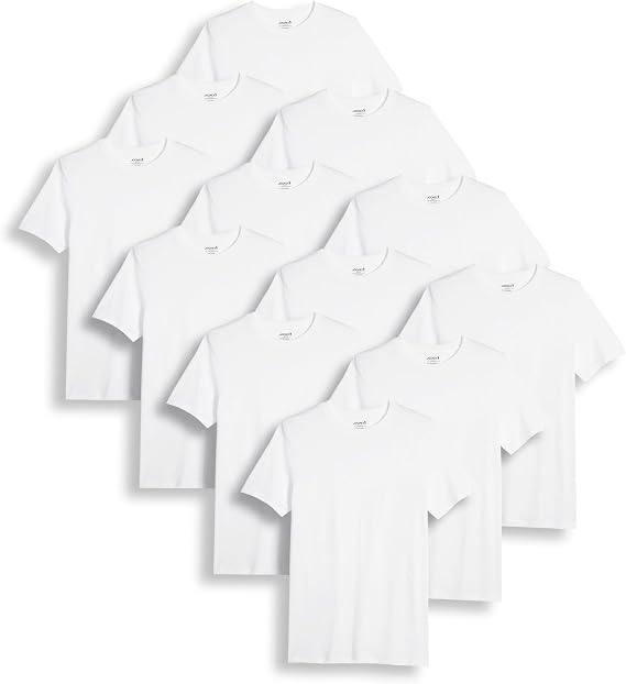 Jockey Big & Tall Classic Crew Neck Undershirt- 12 Pack - 100% Cotton T-Shirts for Men