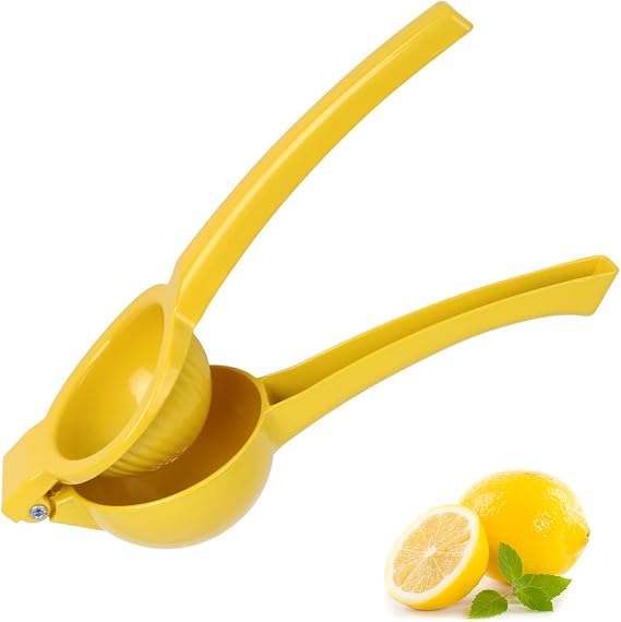 Lemon Squeezers, Manual Citrus Lemon Squeezer Press 2-In-1 Handheld Lemon Juicer Squeezer Tool, Multi-Functional Fruit Juicer, Suitable for Lemons Lime and Orange Juicing Tools (Yellow) ﻿