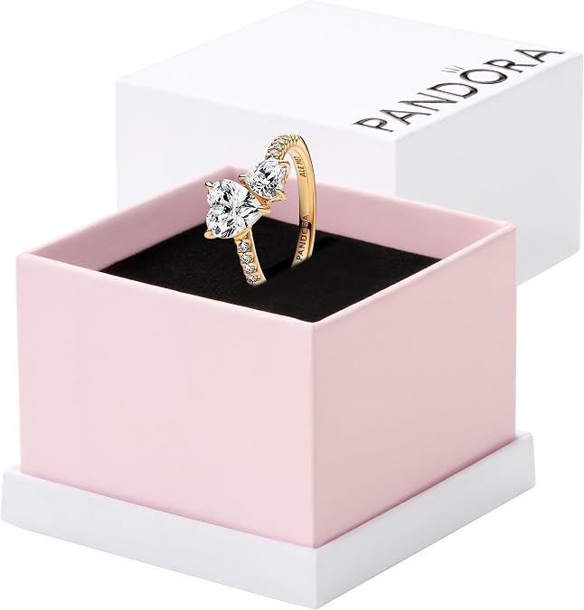 PANDORA Double Heart Sparkling Ring