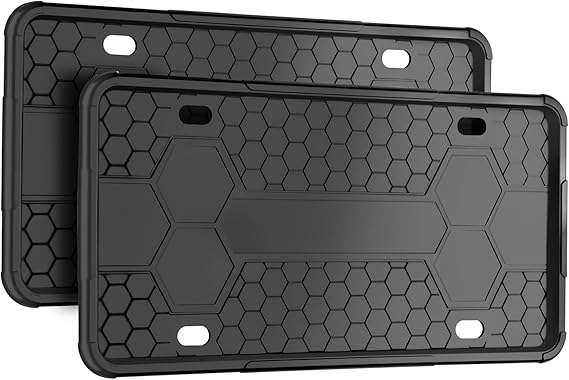 2Pack Premium Matte Black Silicone License Plate Frames, License Plate Holder, ZOMETUO Universal Car License Plate Frame Cover for Women/Man, Brackets Rust-Proof, Weather & Rattle-Proof