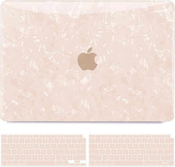 B BELK Compatible with MacBook Air 13 inch Case MacBook Air M1 Case 2022 2021 2020 2019 2018 A2337 A2179 A1932, Laptop Plastic Hard Case + 2 Keyboard Cover, Glitter Pearly-Lustre Shell Pattern Gold