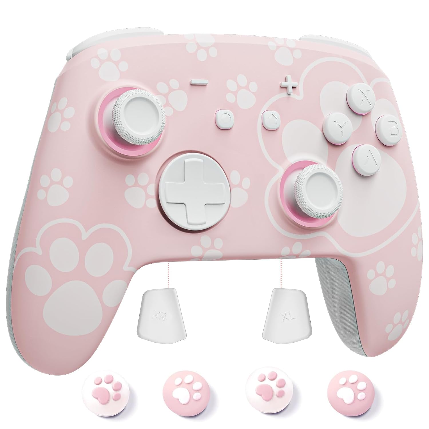 PALPOW Switch 2 Pro Controller Wireless Compatible with Switch 2OLEDLite Hall Effect Switch Controller FUNLAB Firefly Bluetooth Gamepad with 7 LED colorsPaddleTurbo - Cats Paw Pink