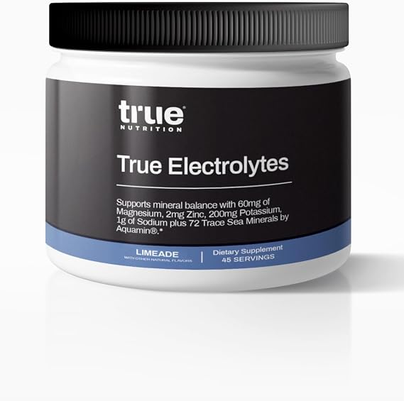True Electrolyte Hydration Supplement Drink Mix, Limeade, 45 Servings | Supports Healthy Mineral Balance w/Zinc, Potassium, Magnesium, Sodium, Aquamin 72 Trace Sea Minerals, 5 Cal, 0g Sugar