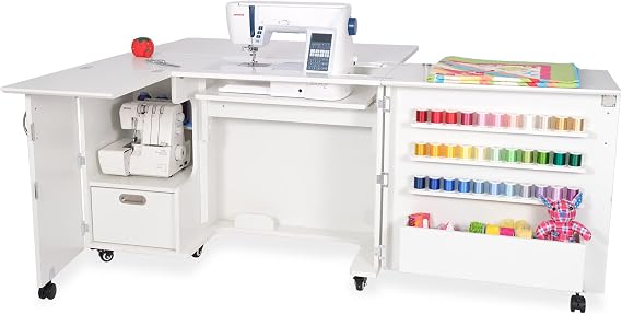 Kangaroo Sewing Furniture Wallaby Sewing Cabinet with Quilt Blocks - Ash White